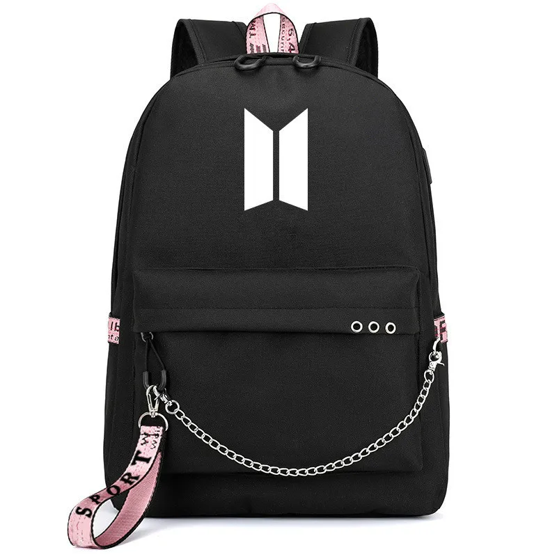 Цена Горячие Bangtan Boys Rap Monster Юнга Кук рюкзак Jimin школьные ранцы Mochila дорожные сумки для ноутбука рюкзак с цепочкой наушники с USB Порты и разъёмы