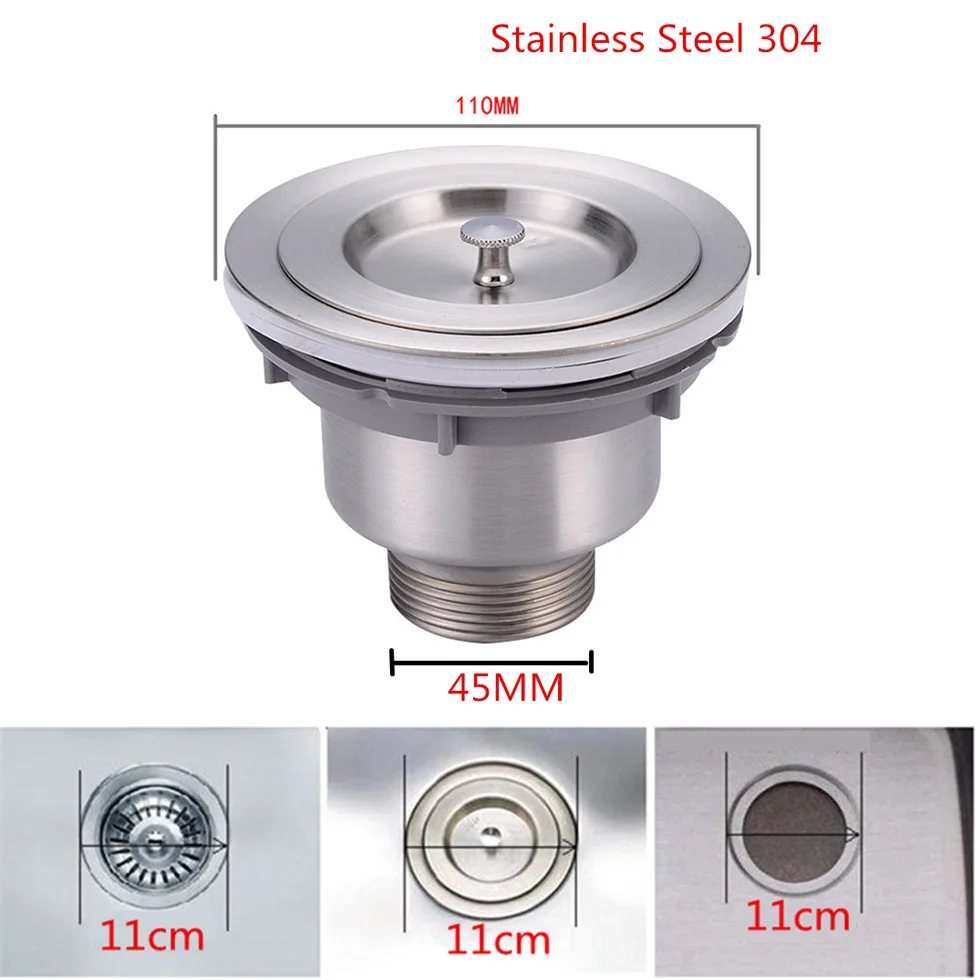 Кухня 3-1/2 дюймов ситечко для раковины со съемной глубокой мусорной корзиной 304 из нержавеющей стали слив в сборе вниз воды