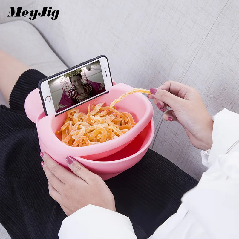 

MeyJig Double Layer Snacks Seeds Storage Box Garbage Holder Plate Dish Organizer Multifunctional Plastic Dry Fruit Containers