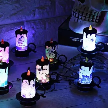 

New Arrival Halloween Decorative Props LED Electronic Candle Lamp Table Decoration With Button Batteries Christmas Light