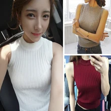 Весна осень жилет женский сексуальный тонкий без рукавов вязанный жилет теплый повседневный свитер топы