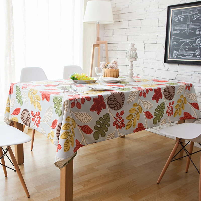 Pastoral Leaves Rectangle Tablecloths Printed Cotton Polyester Tea Table Cloth For Table Dustproof Microwave Oven Cover Kitchen 