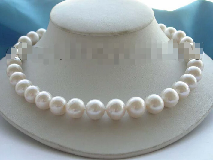 

FREE SHIPPING>@@> Natural 11-14mm White Perfect Round Pearl Necklace zircon #f1462!^^^@^Noble style Natural Fine jewe &