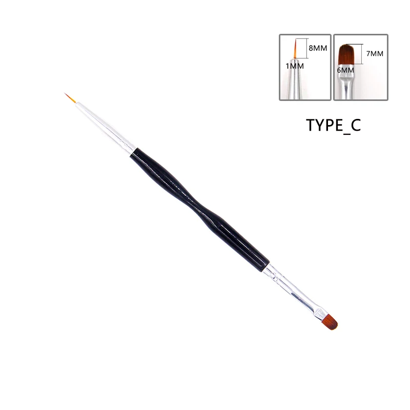 1 шт. инструменты для дизайна ногтей, кисти с двойной головкой, черная ручка для рисования, кисть для нанесения краски, плоская кисть, ручка, УФ Гель-лак, наконечники, инструменты для маникюра