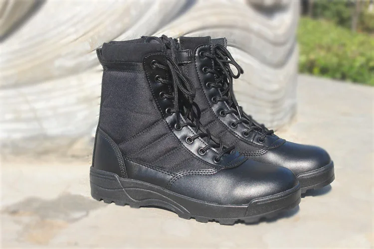 Мужские тактические ботинки; армейские ботинки; мужские военные ботинки для пустыни; Водонепроницаемая рабочая обувь; спортивная обувь для альпинизма; мужские уличные ботинки - Цвет: Черный