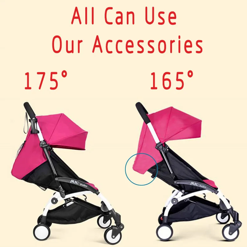 175 Degrees Baby Stroller Pad+ Sun Shade Cover for Babyzen Yoyo Yoya Infant Pram Accessories Sunshade Canopy Cushion Seat Liner