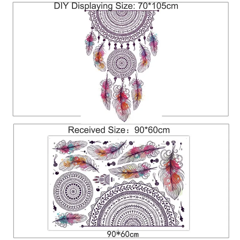Ретро стиль ловить Monternet Ловец снов красочные перья наклейки на стену художественный дизайн для гостиной спальни детской комнаты Наклейка на стену