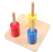 Niños Montessori Juguete de Madera Del Bebé Colorido Cilindro Socket Aprendizaje Preescolar Educación Formación Brinquedos Juguets