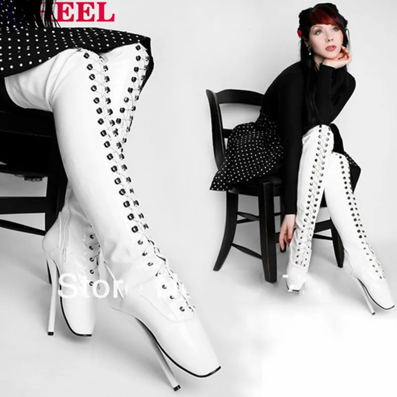 UPHEEL neue Extreme high heel 18 cm Ferse Overknee Stilettstiefel Ballett Heels sexy fetisch