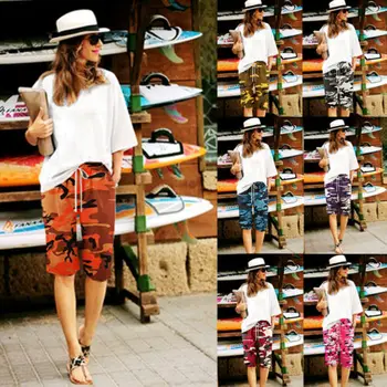 

Women Fashion Casual Loose Camouflage Shorts Summer Beach Cropped Trousers