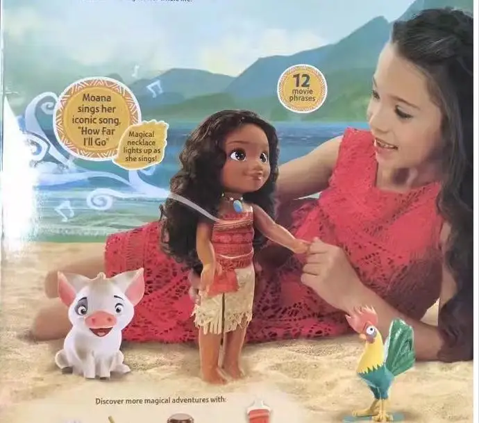 

38CM Cartoon moana Music Talks Sing How Far I'll Go Luminescence Friends PUA HEI HEI pig PVC Toys Soft Stuffed Dolls