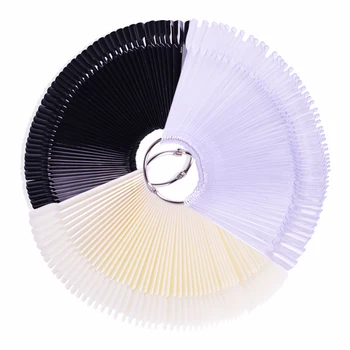 

50Tips Nature Clear Black False Nail Art Fan Full Nail Tips Round Hoop Display Practice UV Gel Polish Board Tool Manicure JI436