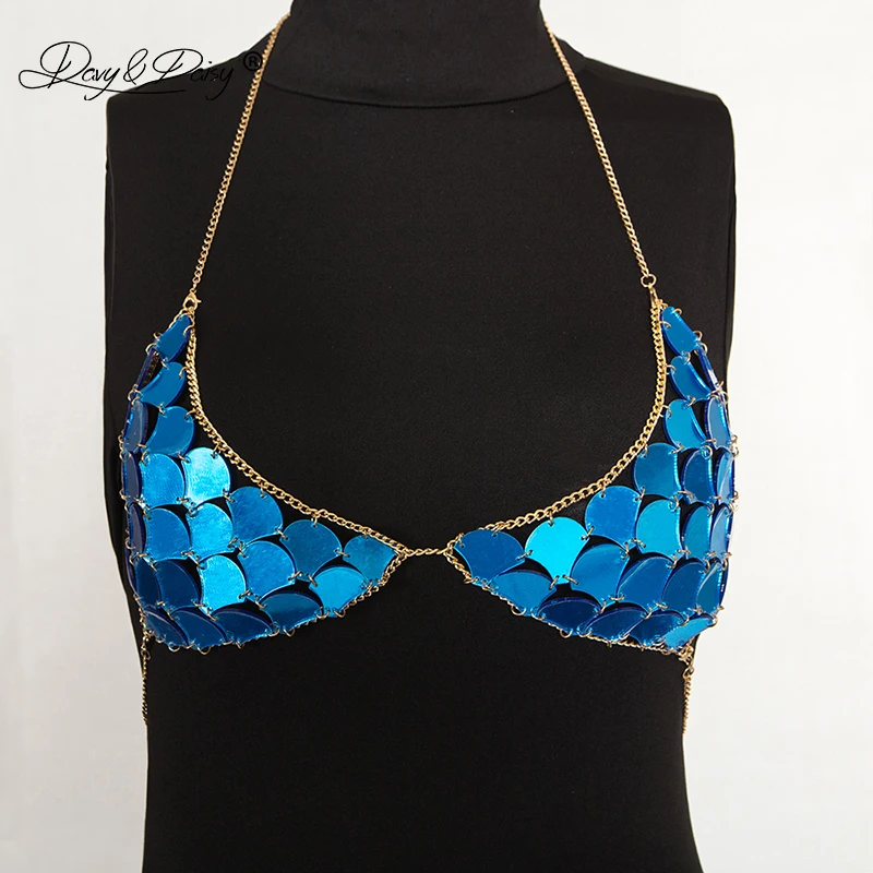 DAVYDAISY Women Sexy Bra Chain Sequin Hot Halter Bralette Female Intimates Sexy Lingerie Crop Top Underwear Erotic Bras BR001