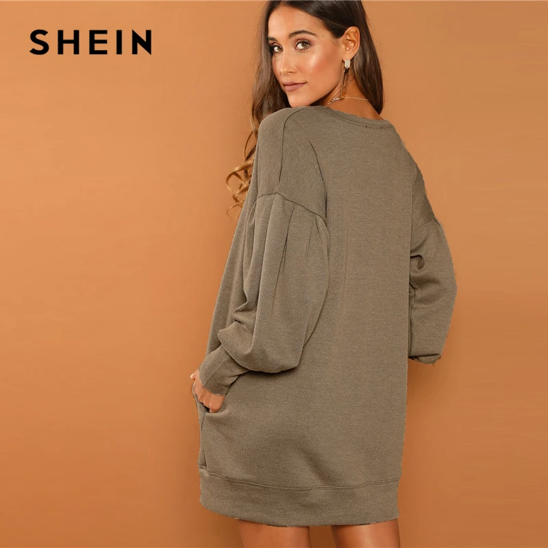 SHEIN Платье-Свитер С Капюшоном, Женское Повседневное Платье-Толстовка С Длинным Рукавом, Спортивное Теплое Платье