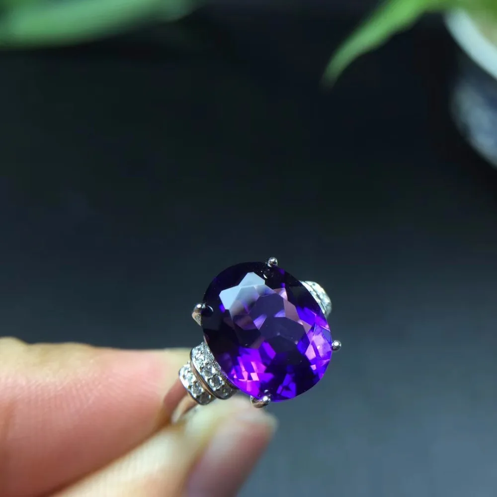 Cena Naturalny ametyst pierścionek, srebro 925, 5 karatowy kamień szlachetny, autentyczny kolor, czysty