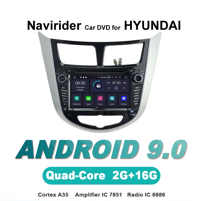 

Navirider autoradio gps navigation android 9.0 car radio Player for HYUNDAI VERNA ACCENT SOLARIS 2011 stereo AUTO accessories