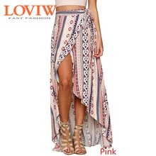 Обернутая Женская пляжная макси юбка LOVIW Новая модная юбка с принтом Этническая накидка