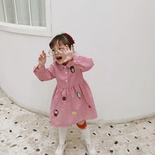 Новое весеннее платье в полоску с вышивкой для девочек милый дизайн