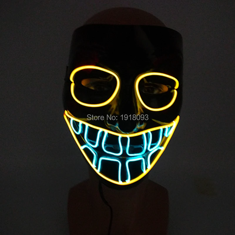 Стиль Хэллоуин СВЕТОДИОДНЫЙ маска EL провода светильник со шнуровкой вечерние маска цветные неоновые маска Хэллоуин ужас вечерние маска украшения на хэлоуин, популярный товар - Цвет: mask 1