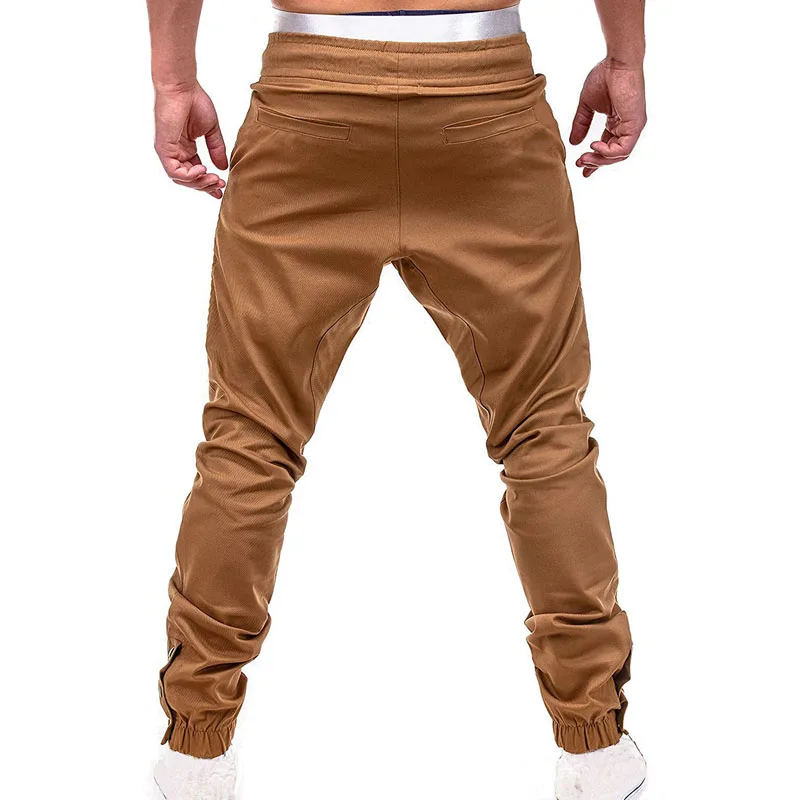 New Casual Streetwear Pants Solid Full Length Cargo Pants Men Drawstring Joggers Sweatpants Plus Size 4XL Mid Waist Trousers Men