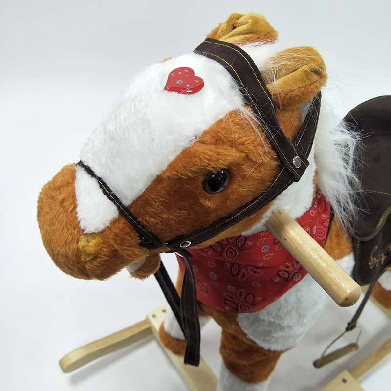 Новейшая детская деревянная лошадка-качалка забавная движущаяся музыка животное езда лошадь пони детские игрушки для маленькой девочки подарок на день рождения для мальчика