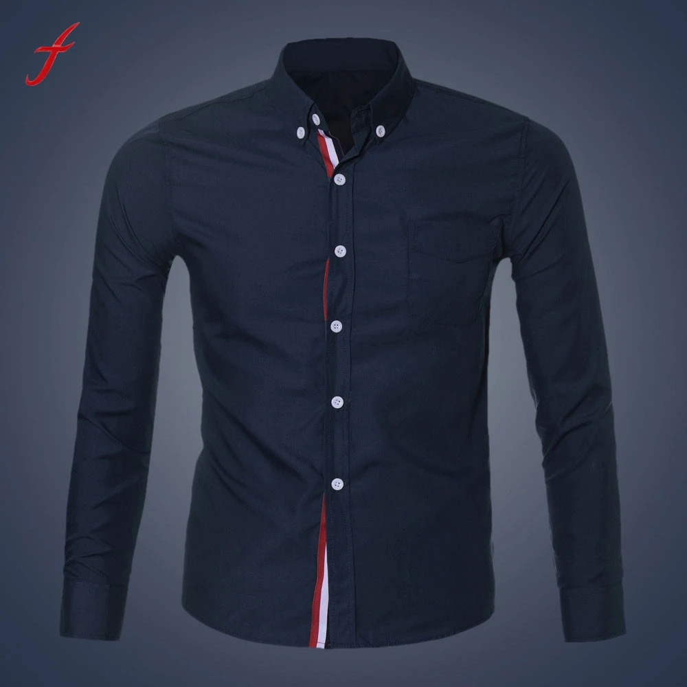 Charming Men Office Shirt Fashion Long Sleeve Slim Business Shirt Turn Down Neck Spring Autumn