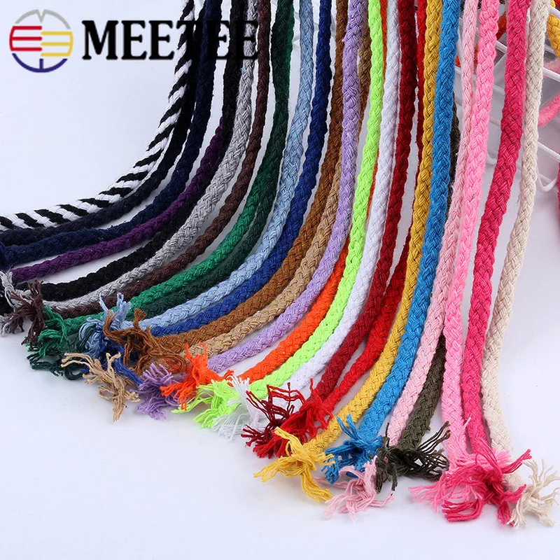 Meetee 40 метров 5 мм цветная восьмижильная хлопковая скрученная веревка шнур тканый шнур для нитей Домашнее украшение ремесла AP276