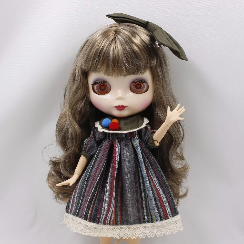 Neo Blythe Doll Stripe Printed Dress with Bowknot 6