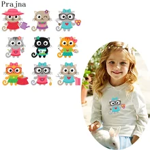 Prajna милые животные Кот Патчи ПВХ печатные передачи термотрансферные виниловые наклейки на заказ тепловые передачи оптом