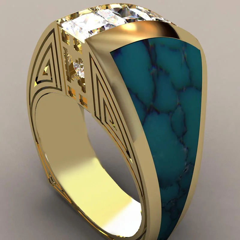 

2019 New Vintage Crystal Stone Ring Unique Style Female Yellow Gold Ring Wedding Band Promise Love Engagement Rings For Women