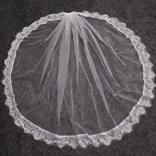 Beautiful Eyelash Lace Short Wedding Veil Soft Bridal Veil with Comb One Layer White Ivory Veil Voile Mariage