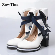 Женские осенние ботинки из натуральной кожи ботильоны на высоком массивном каблуке 8 см женские гладиаторы Botines Mujer с перекрестными ремешками Zapatillas