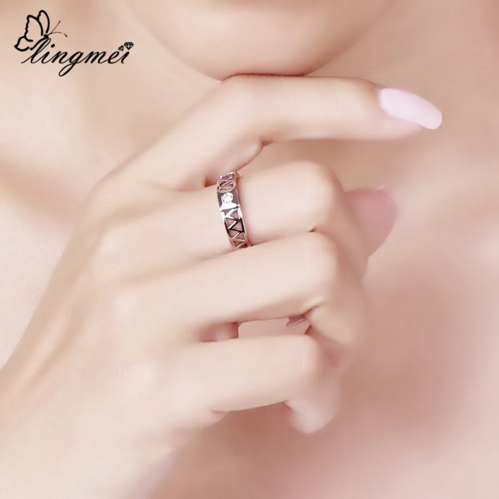 Lingmei модное кольцо с круглой огранкой из черного циркония, серебряное кольцо, размеры 6, 7, 8, 9, ювелирные изделия для женщин,, простой стиль, подарки