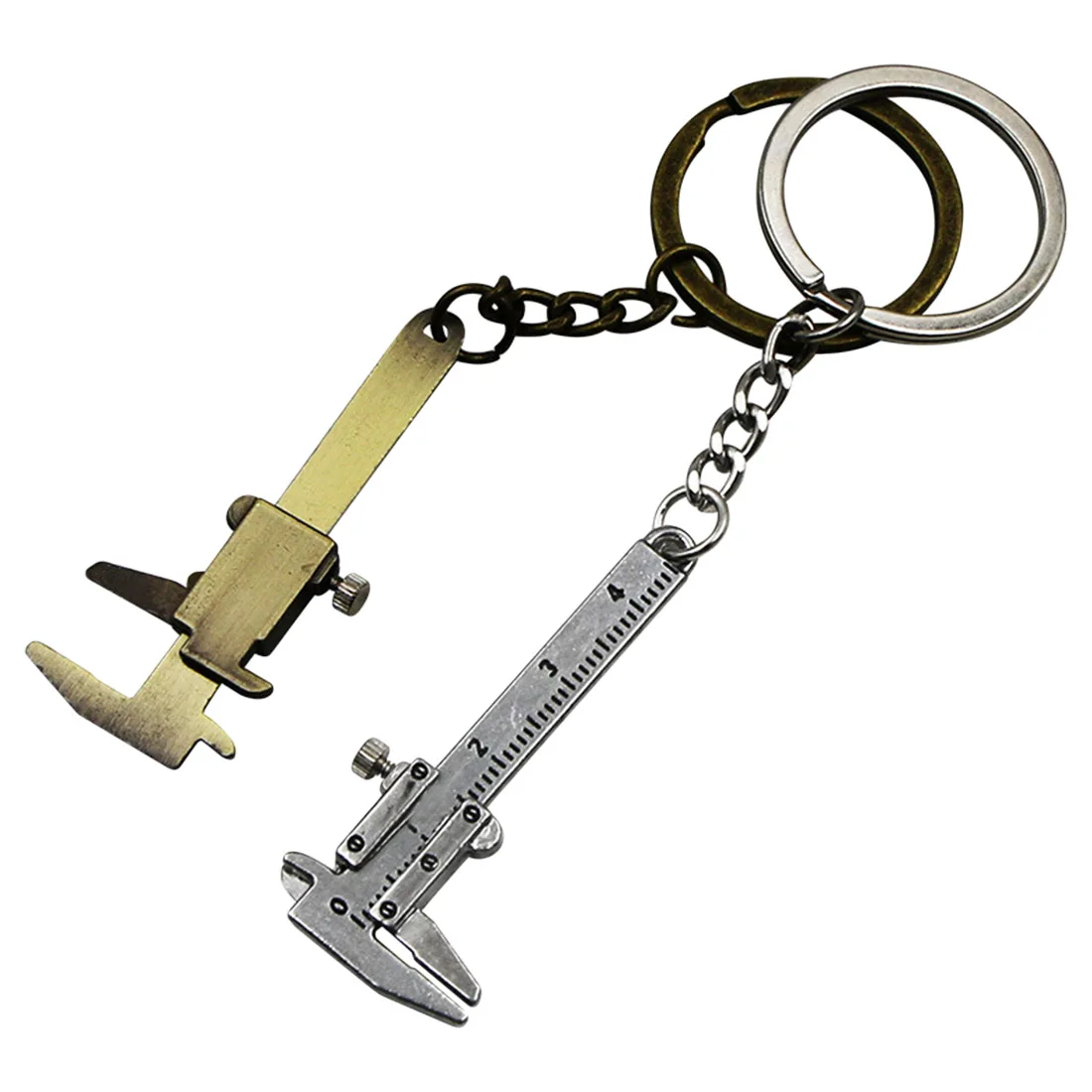 Брелок для ключей, специальная имитация, мини штангенциркуль, брелок из цинкового сплава, цепочка, инструмент, подвеска, портативный инструмент