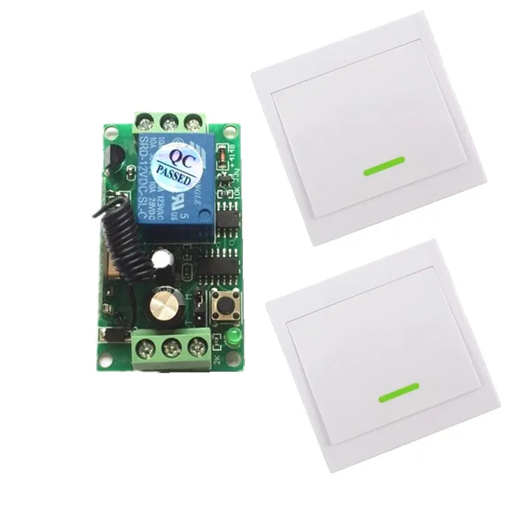 

New Style DC 12V 24V 1 Channel RF Wireless Remote Control 1 Receiver & 2 White Transmitter Learning Code Wall Switch