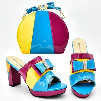 

2019 Newest arrived Hot Selling Italian Shoes And Bag Set High Heels African Design Shoes With Matching Bag Slipper For Party