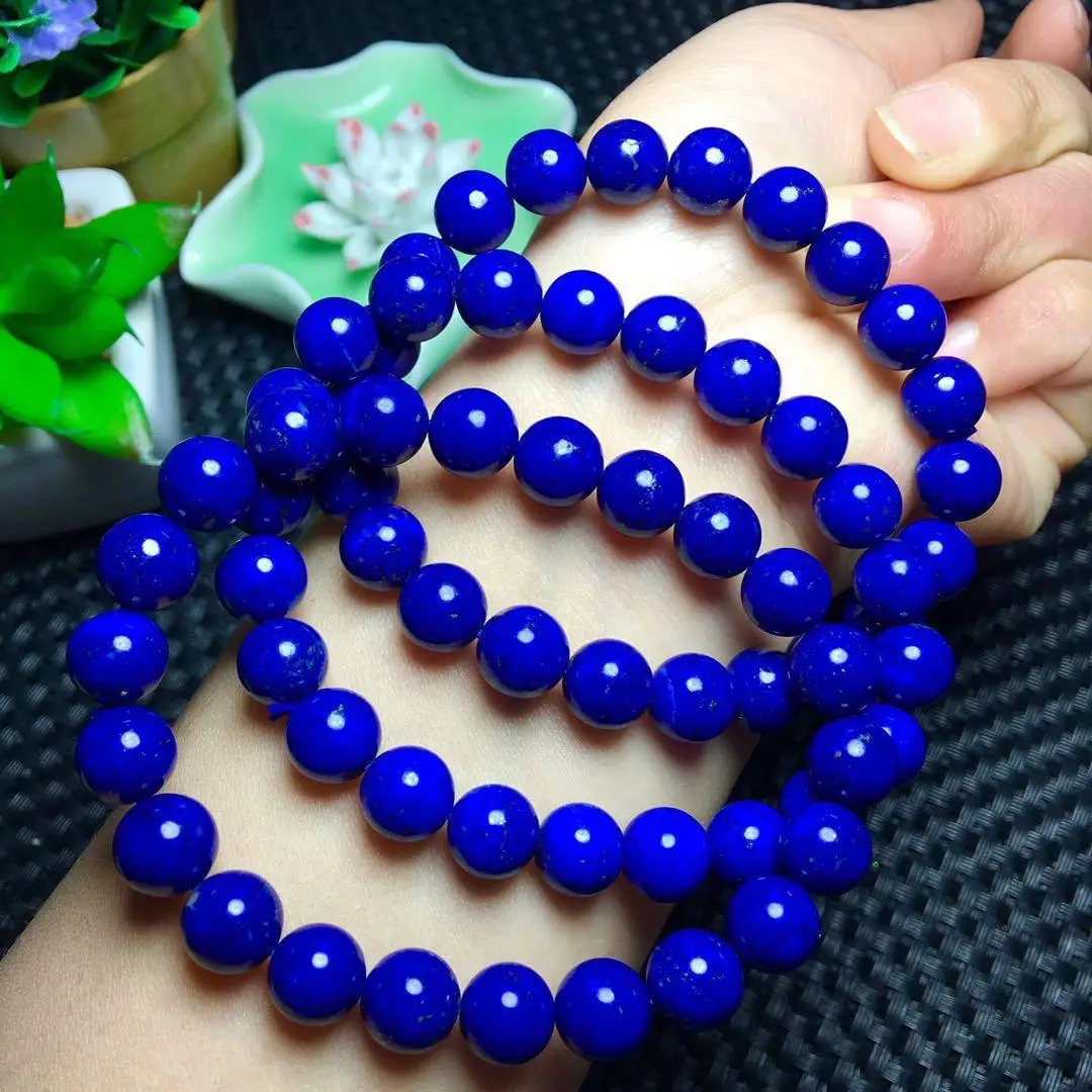 

Drop Shipping Genuine Natural Lapis Lazuli Gemstone 3 laps Bracelet 9.5-8.5mm For Woman Female Crystal Stretch Gift Bracelets AA
