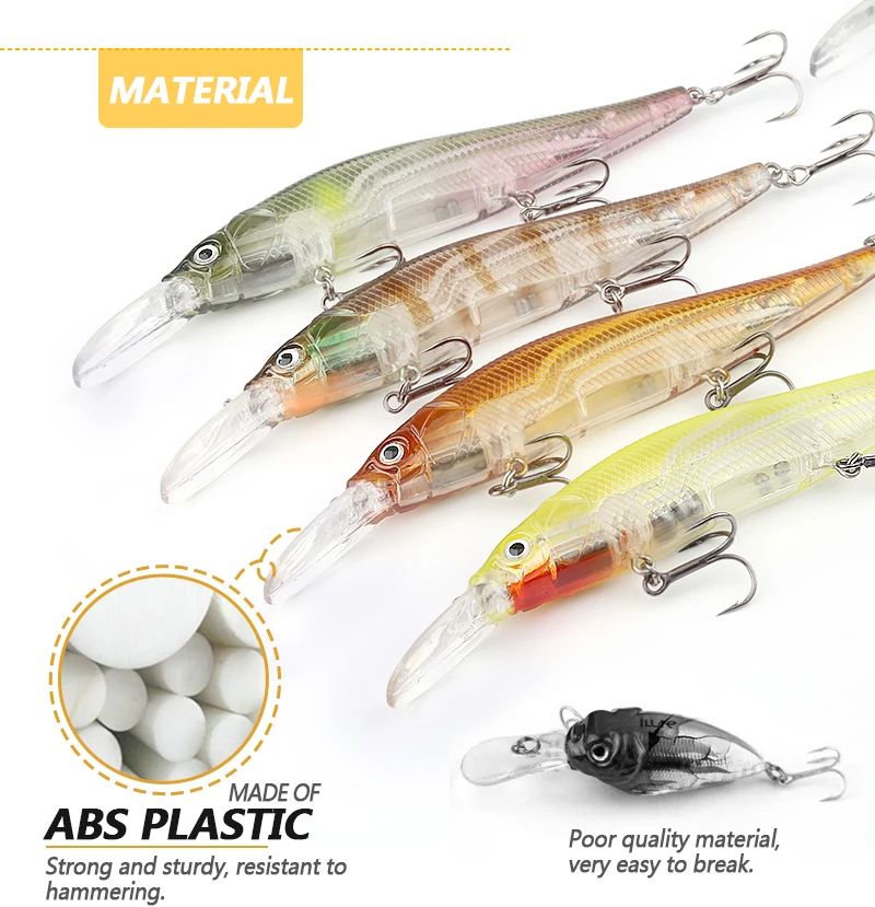 Fishing Lures Minnow Hard Wobblers Crankbait 3D Eyes Gold-plated Plastic Laser Reflective Baits Winter Fishing Decoy Tools (9)