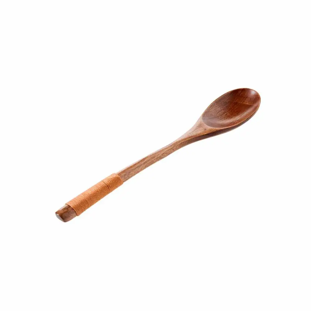 OTHERHOUSE 1 шт., японская столовая деревянная ложка с длинной ручкой, вилка для салата, фруктов, descrt, вилка, креативная чайная ложка, кофейная ложка, посуда для детей - Цвет: Brown Spoon