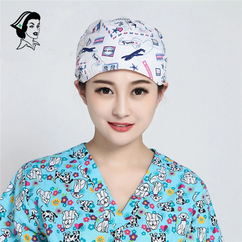 New Arrival 100 Cotton Fashion Print Medical Doctors Caps Hospital