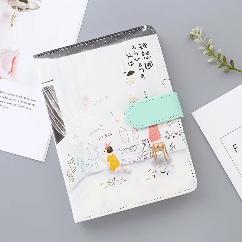 

Buckle Leather Hand Book Creative Thickening Small Fresh Color Page Illustration Notebook
