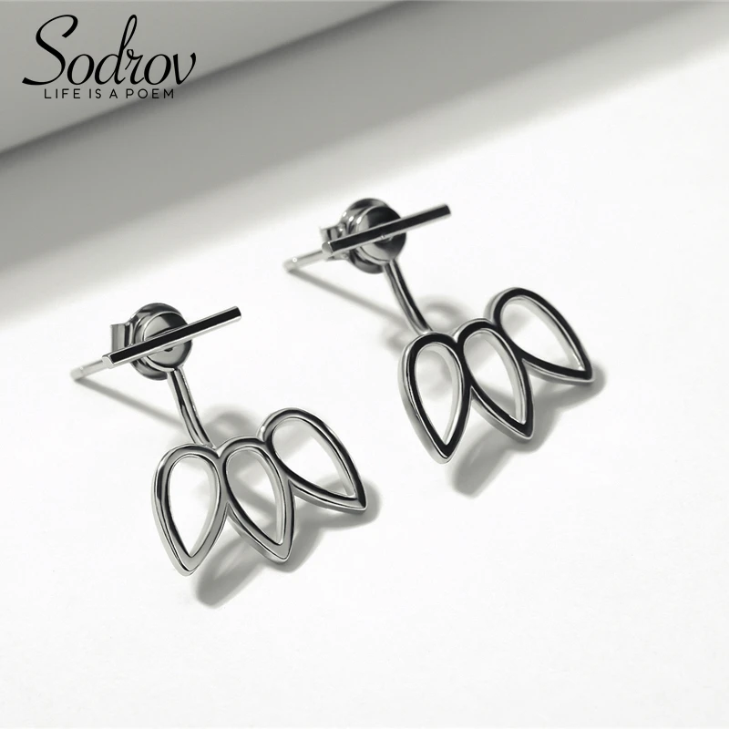 SODROV 925 Sterling Silver Stud Earrings for Women Geometric Pattern Individuality Stud Earrings Fine Jewelry HE034 SODROV 925 Sterling Silver Stud Earrings for Women Geometric Pattern Individuality Stud Earrings Fine Jewelry HE034