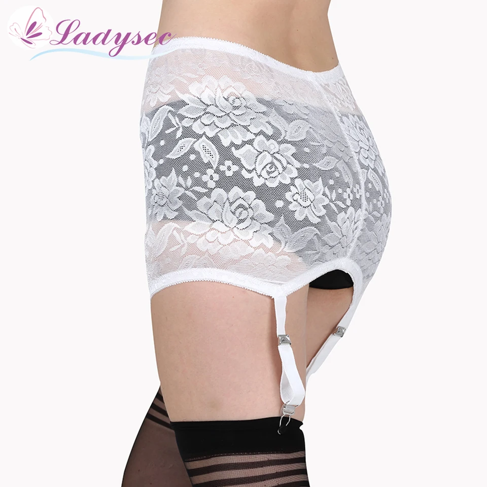 Vintage Women Garter Belt Female High Waist White Classic Garter Belt for Stocking Floral Lace Metal Buckles Sexy Lingerie