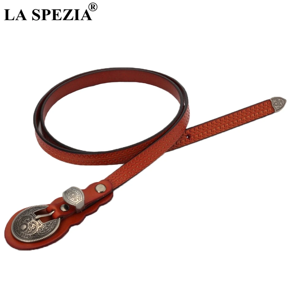 

LA SPEZIA Camel Belt Women Ethnic Real Leather Pin Belt Ladies Fashion Designer Female Genuine Leather Cowhide Accessories Belt