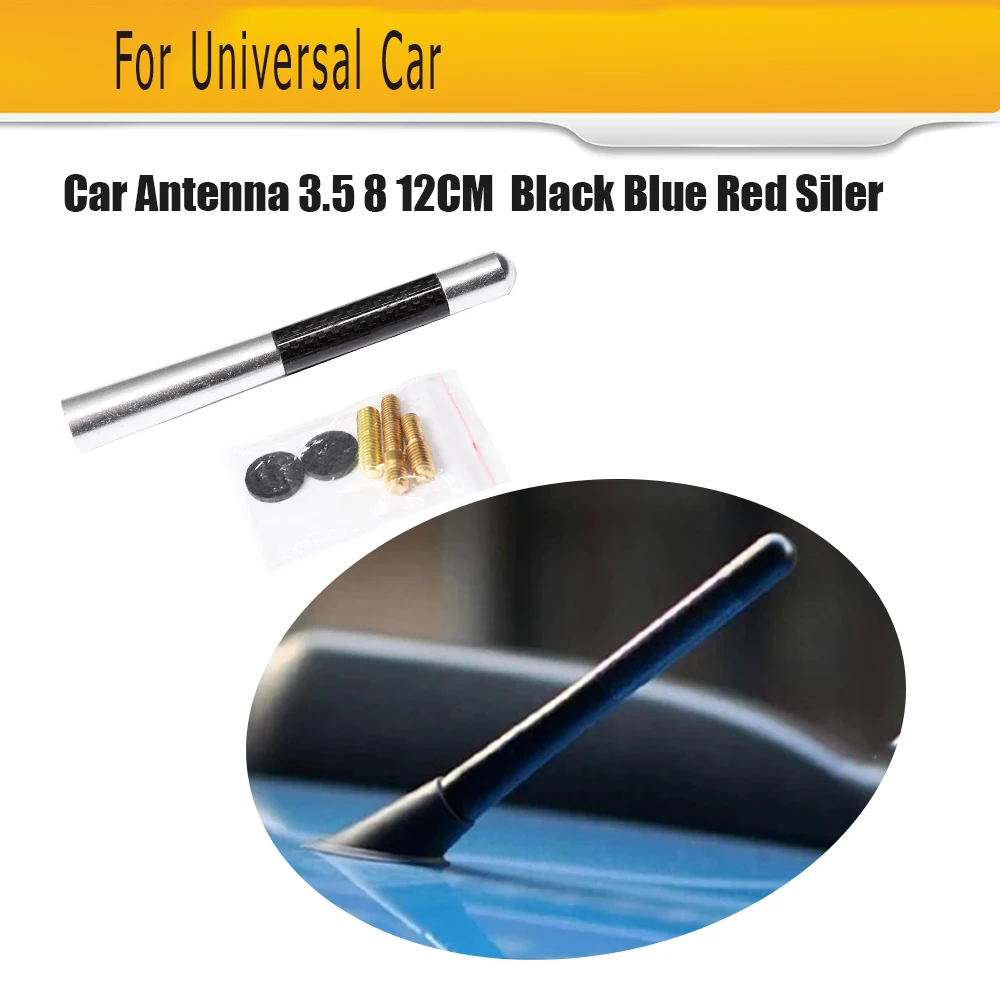 

Universal Delicate Carbon Fiber Car Aerial Screw Aluminum Car Short Antenna Radio Car Antenna 3.5 8 12CM Black Blue Red Siler