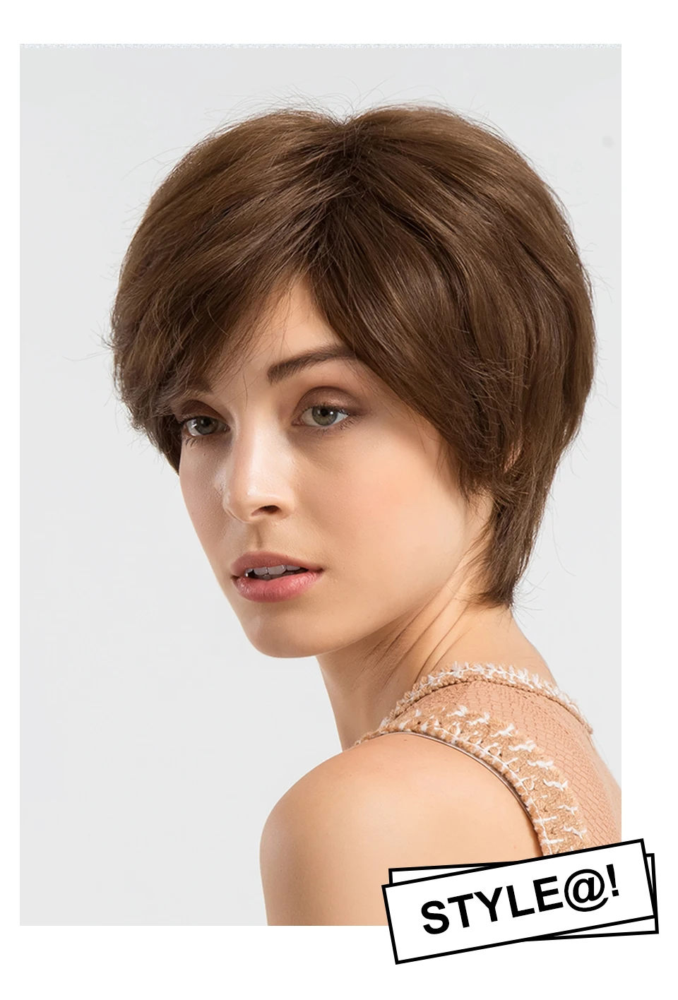 INHAIR CUBE Synthetic Blend Wigs Straight Hair Short Wig for Women Fluffy Human Hair Natural Elastic Wig Cap#27