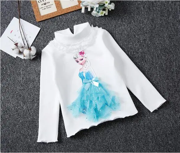 Г. Хлопковая рубашка для девочек плотная теплая зимняя рубашка для маленьких девочек новая весенняя рубашка с длинными рукавами рубашки принцессы с рисунком Эльзы - Цвет: no fleece 3