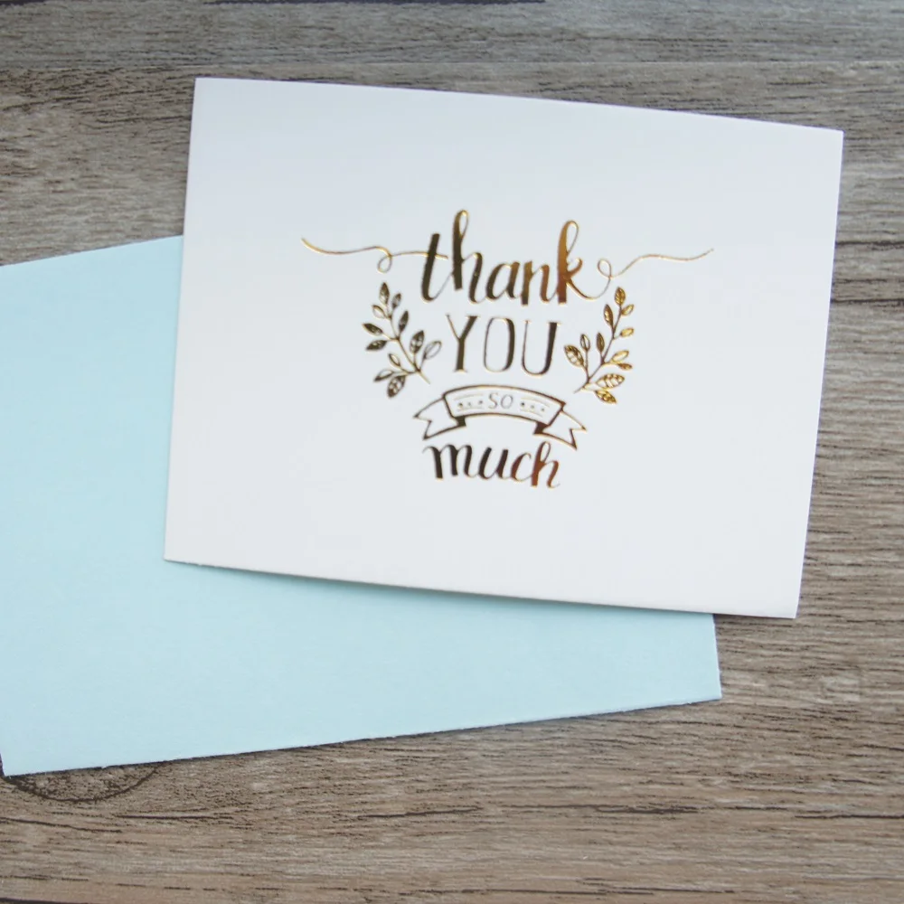 25pcs mini thank you card gold with blue envelope multi use scrapbooking diy diy party gift card decorationparty invitation in cards invitations from home