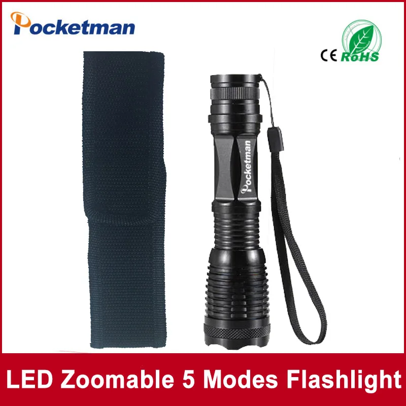 Flashlight CREE XM-L T6 4000 Lumens High Power LED torch Flashlight Linternas Zoomable With a Portable Sleeve E17 Lampe Torche