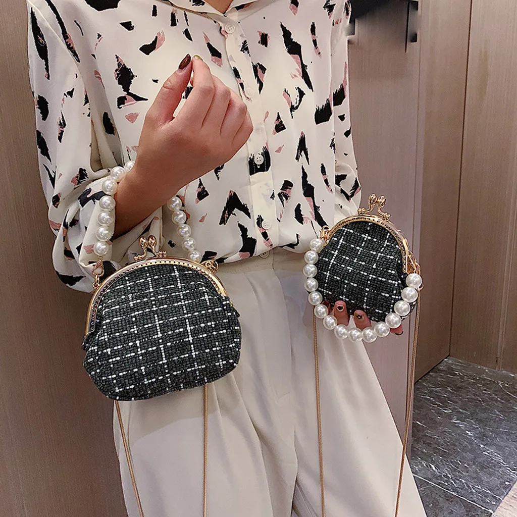 Women Bag Pearls Two Packages Messenger Bag Luxury handbag Holiday Beach Bag Purse Student bags for women Composite bag bolsos